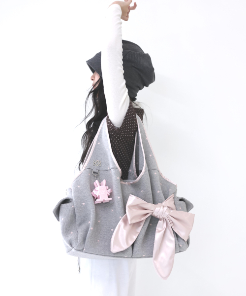 Bow Shoulder Bag (Pink Star)