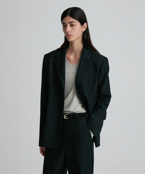 WOOL BLEND OVERSIZED BLAZER BLACK