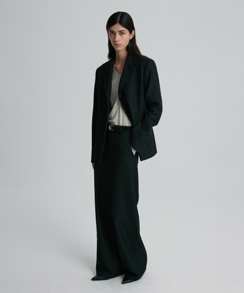 WOOL BLEND OVERSIZED BLAZER BLACK