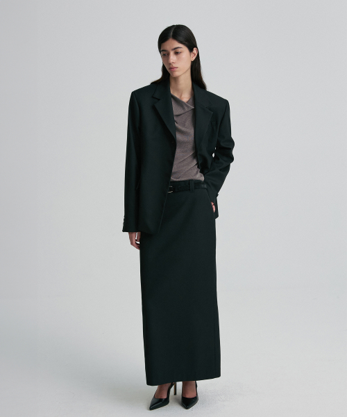 WOOL BLEND OVERSIZED BLAZER BLACK
