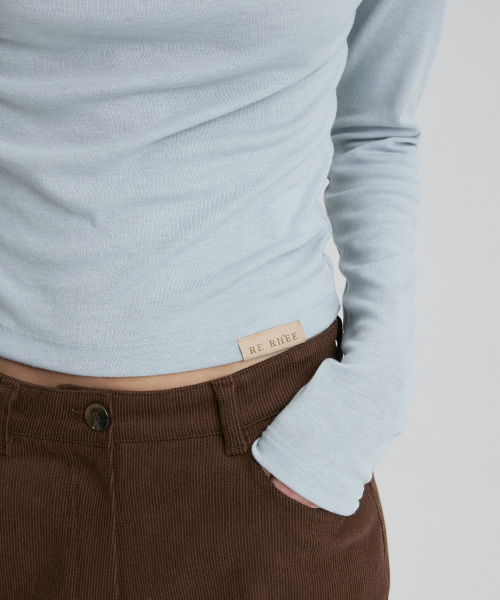 COWL-NECK FITTED LONG-SLEEVE TOP CLOUD