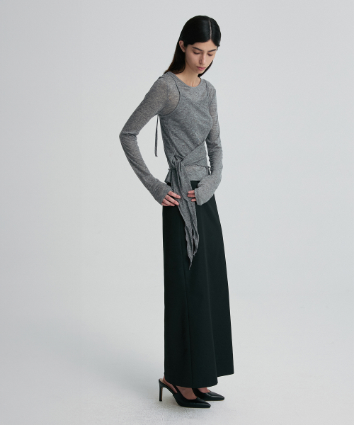 LAYERED TIE-WAIST SHEER TOP