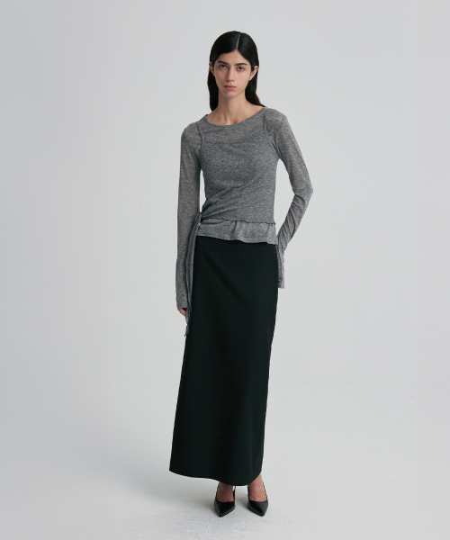 LAYERED TIE-WAIST SHEER TOP