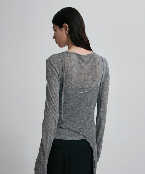LAYERED TIE-WAIST SHEER TOP