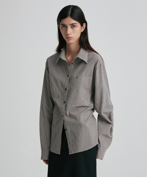 WAIST-TIE STRIPED SHIRT