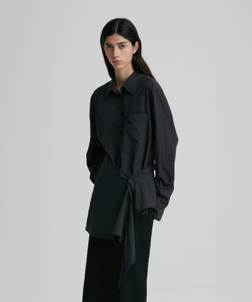 WRAP-WAIST LONGLINE SHIRT