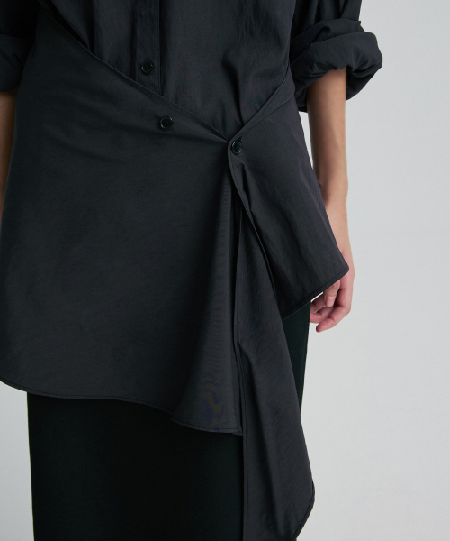 WRAP-WAIST LONGLINE SHIRT