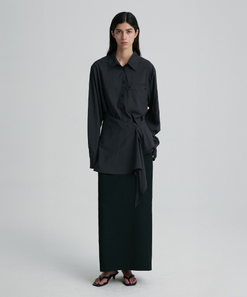 WRAP-WAIST LONGLINE SHIRT