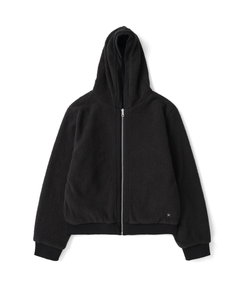 TCM reversible t logo hooded zip-up (black)