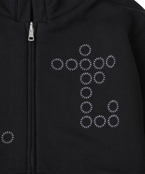 TCM reversible t logo hooded zip-up (black)
