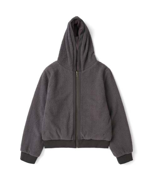 TCM reversible t logo hooded zip-up (purple charcoal)