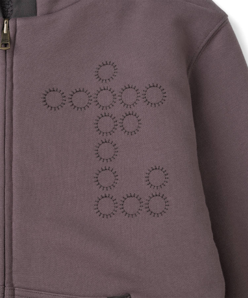 TCM reversible t logo hooded zip-up (purple charcoal)