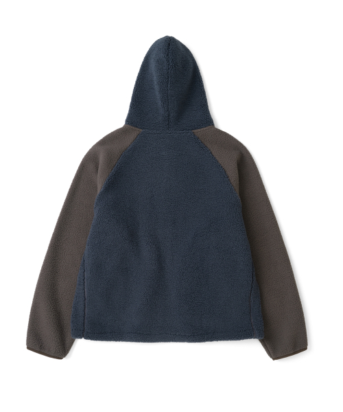 TCM contrast fleece hooded zip-up (navy)
