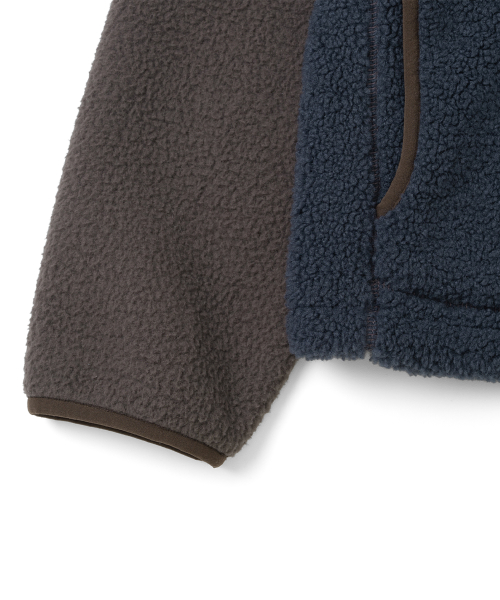 TCM contrast fleece hooded zip-up (navy)