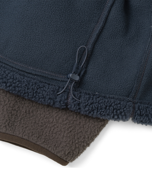 TCM contrast fleece hooded zip-up (navy)
