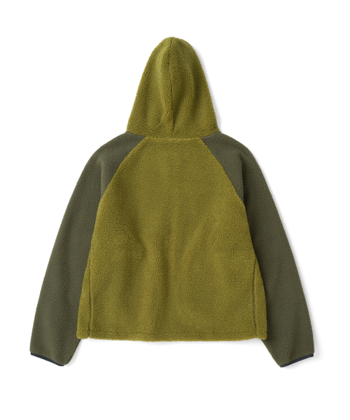 TCM contrast fleece hooded zip-up (olive)