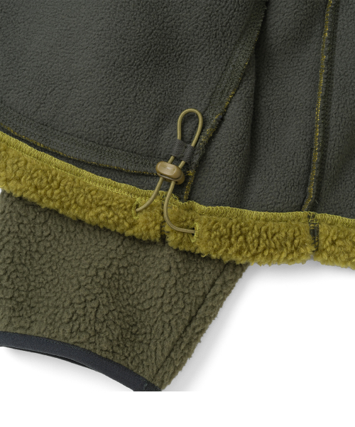 TCM contrast fleece hooded zip-up (olive)