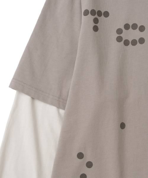 TCM dot print layered long sleeve (sand brown)