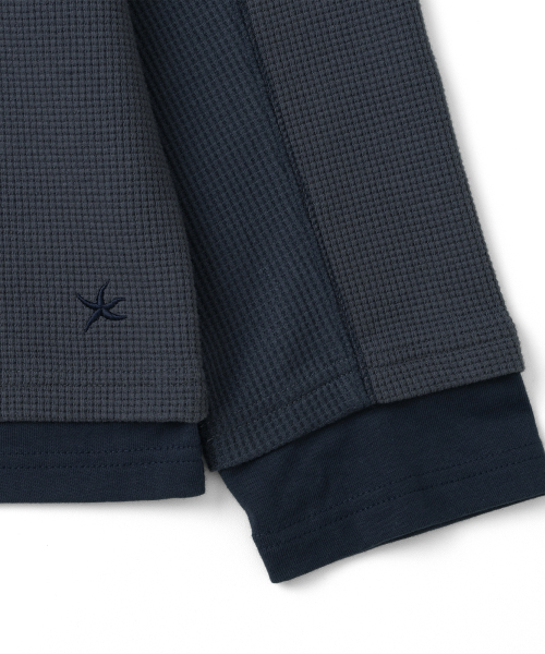 TCM waffle layered cardigan (navy)