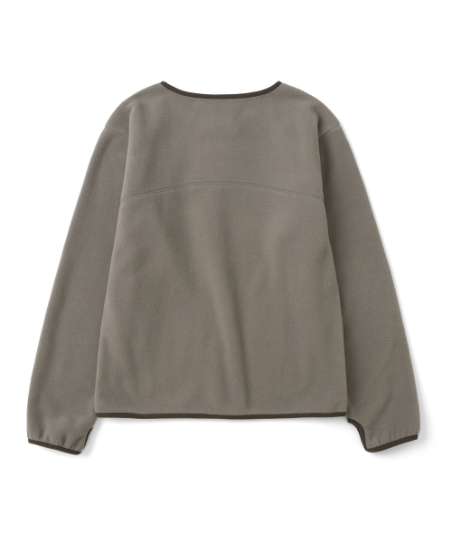 TCM henley neck button fleece pullover (brown)