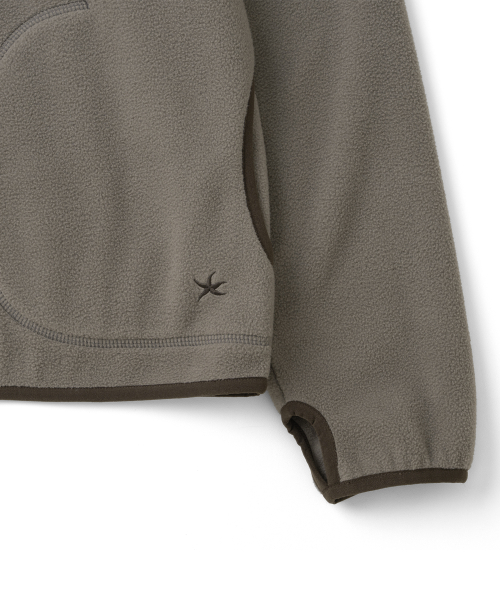 TCM henley neck button fleece pullover (brown)