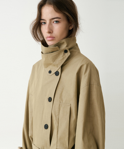 Chuver High Neck Half Trench Coat_2colors