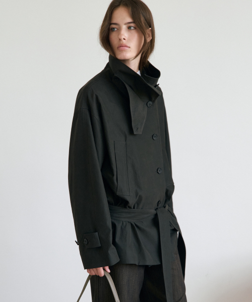 Chuver High Neck Half Trench Coat_2colors