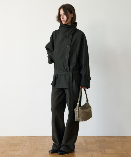 Chuver High Neck Half Trench Coat_2colors