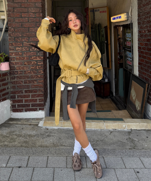 Buckle Leather Jacket (4color)