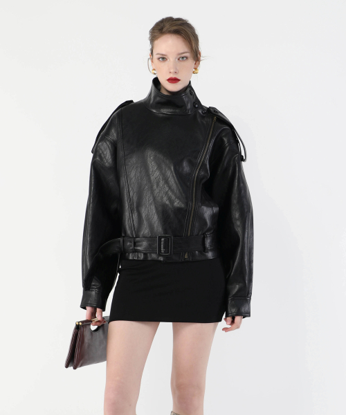 Buckle Leather Jacket (4color)