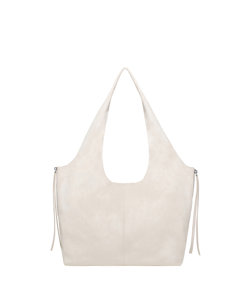 SIDE ZIP SUEDE SHOULDER BAG IN IVORY