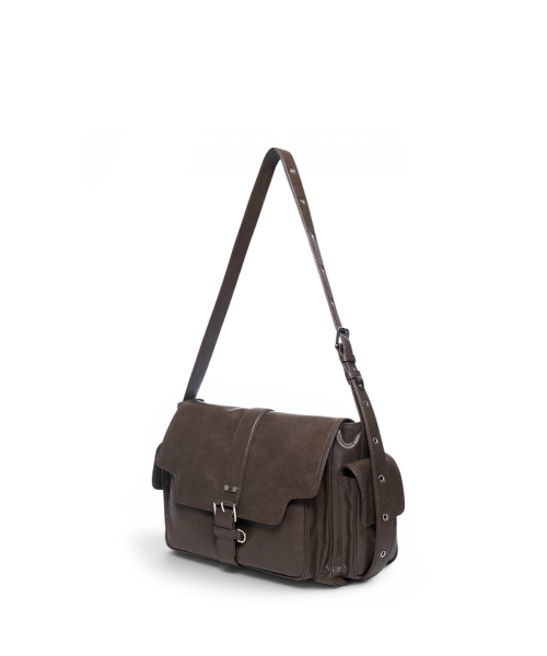 DUAL POCKET MESSENGER BAG IN DARK KHAKI
