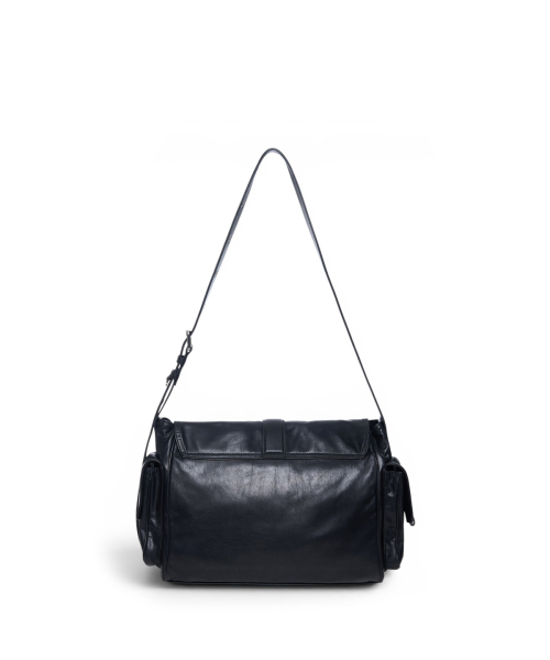 DUAL POCKET MESSENGER BAG IN BLACK