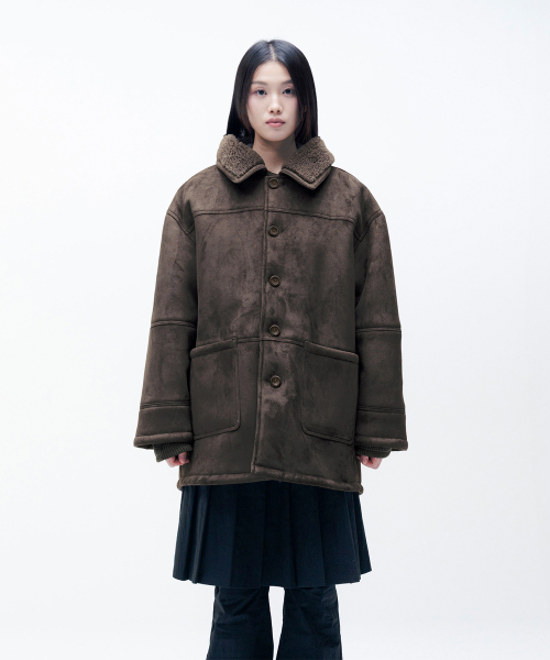 TCM half shearling coat (brown)