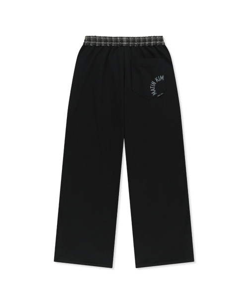 CHECK MIX JERSEY PANTS IN BLACK
