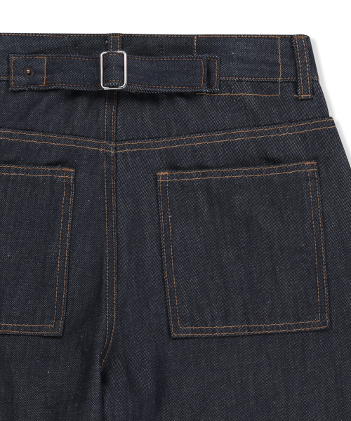 SKIRT OVERLAY DENIM PANTS IN DARK NAVY