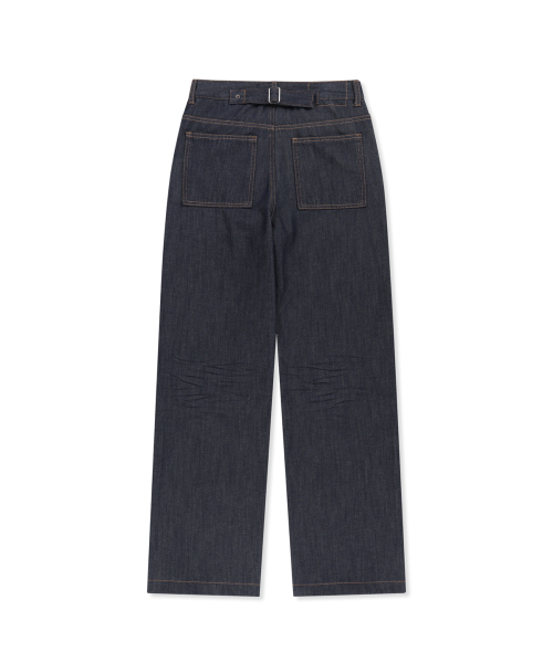 SKIRT OVERLAY DENIM PANTS IN DARK NAVY