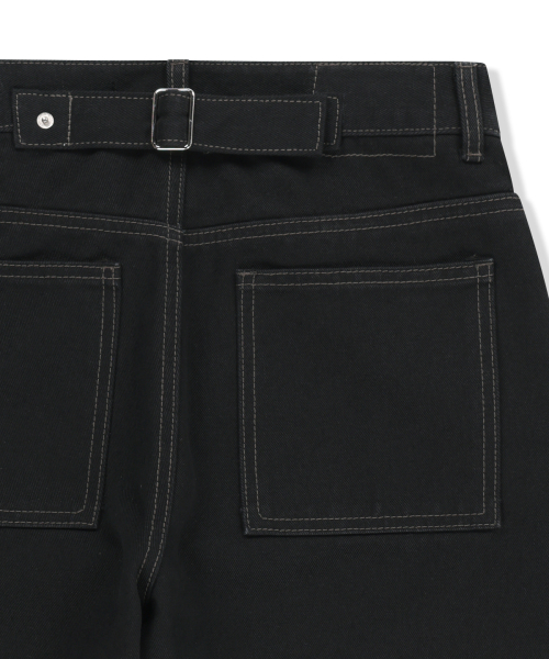 SKIRT OVERLAY DENIM PANTS IN BLACK