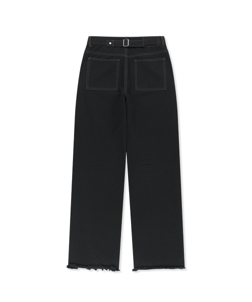 SKIRT OVERLAY DENIM PANTS IN BLACK