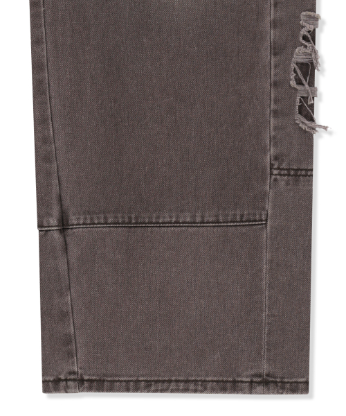 SHADOW DISTRESSED WIDE DENIM PANTS IN BROWN