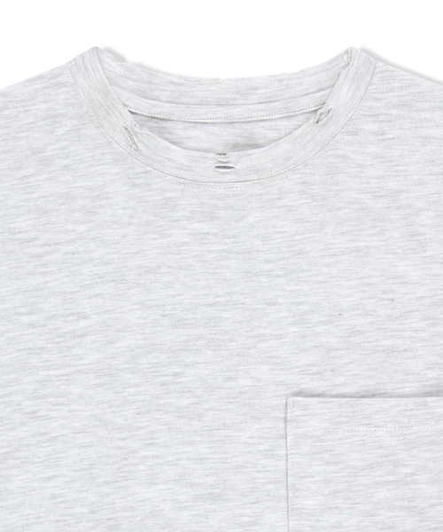 CALLIGRAPHY BACK LOGO POCKET TOP IN LIGHT GREY