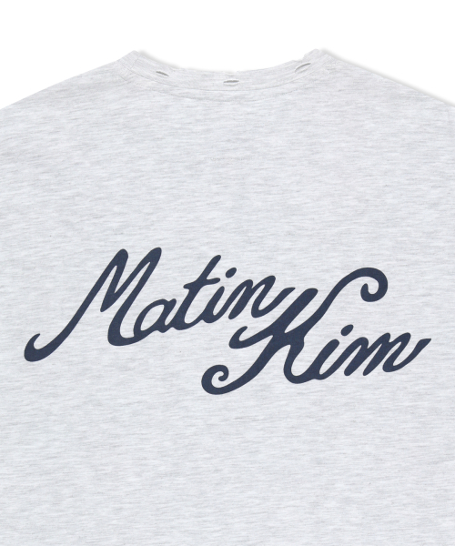 CALLIGRAPHY BACK LOGO POCKET TOP IN LIGHT GREY
