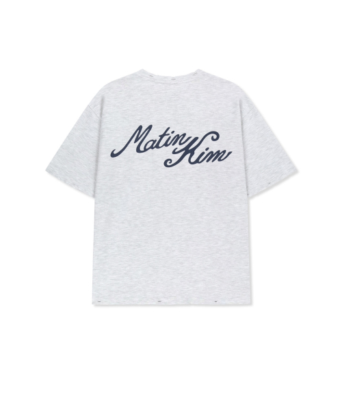 CALLIGRAPHY BACK LOGO POCKET TOP IN LIGHT GREY