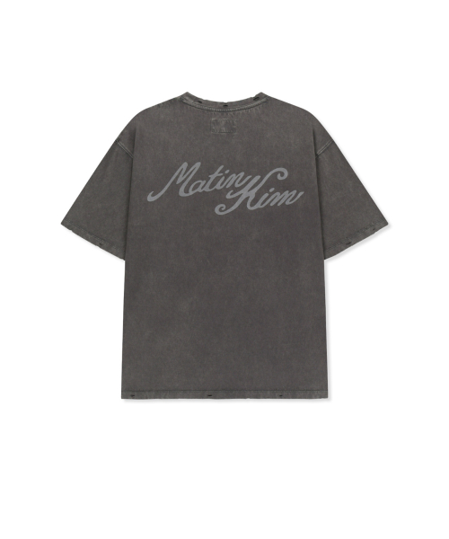 VINTAGE WASHED CALLIGRAPHY BACK LOGO TOP IN CHARCOAL