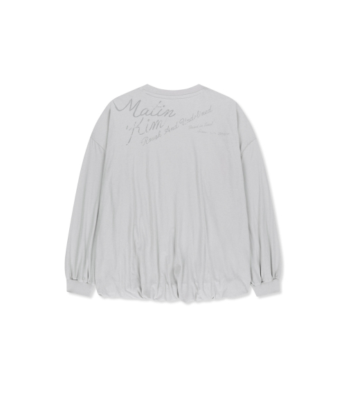 BLOUSON HEM OVERFIT TOP IN LIGHT GREY