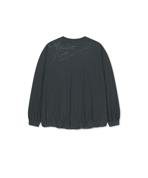 BLOUSON HEM OVERFIT TOP IN CHARCOAL