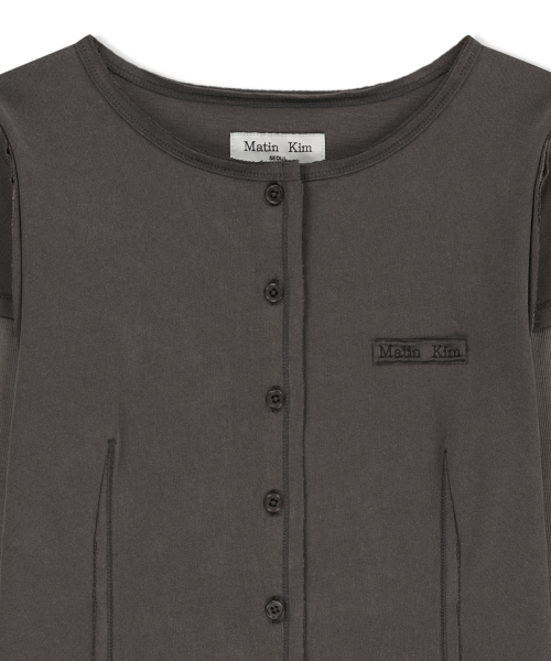 FADED COLOR BLOCK LAYERED BUTTON TOP IN COCOA