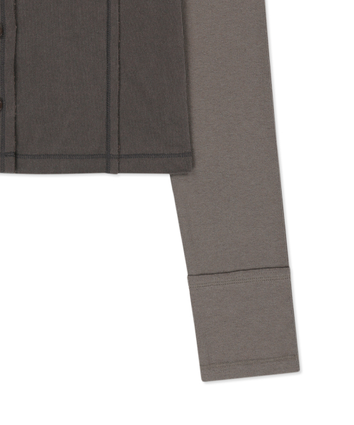 FADED COLOR BLOCK LAYERED BUTTON TOP IN COCOA
