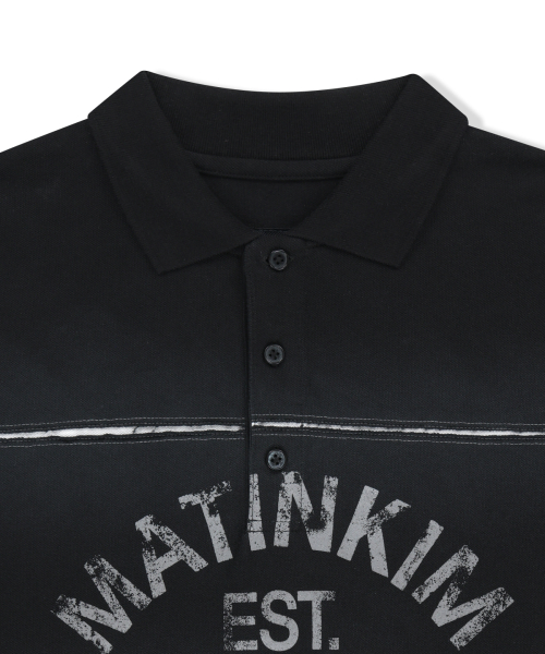 REVEAL STRIPE LOGO COLLAR TOP FOR MEN IN BLACK