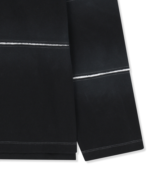 REVEAL STRIPE LOGO COLLAR TOP FOR MEN IN BLACK